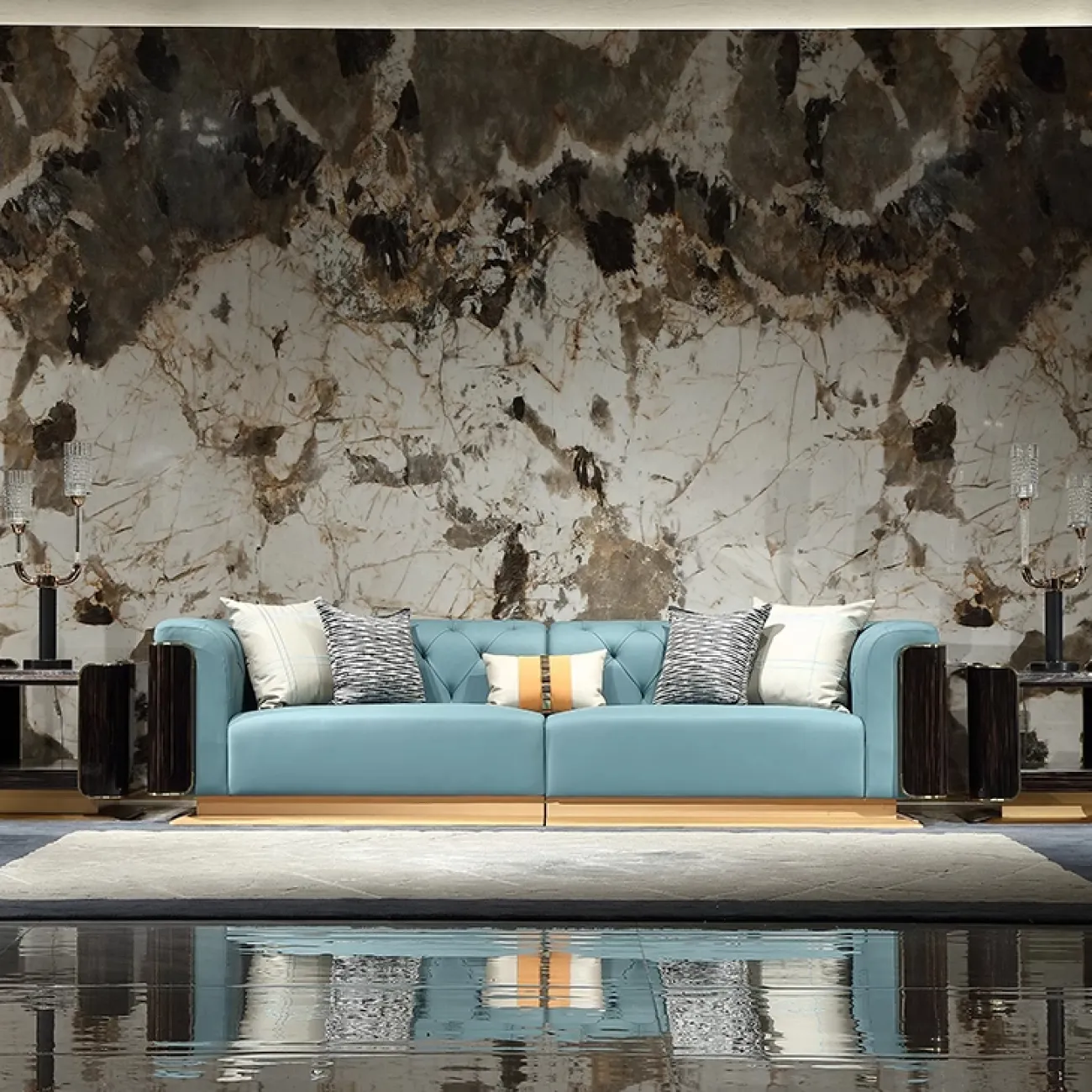 Комфортабельный диван MIVICA из натуральной кожи и красного дерева DV38256-32