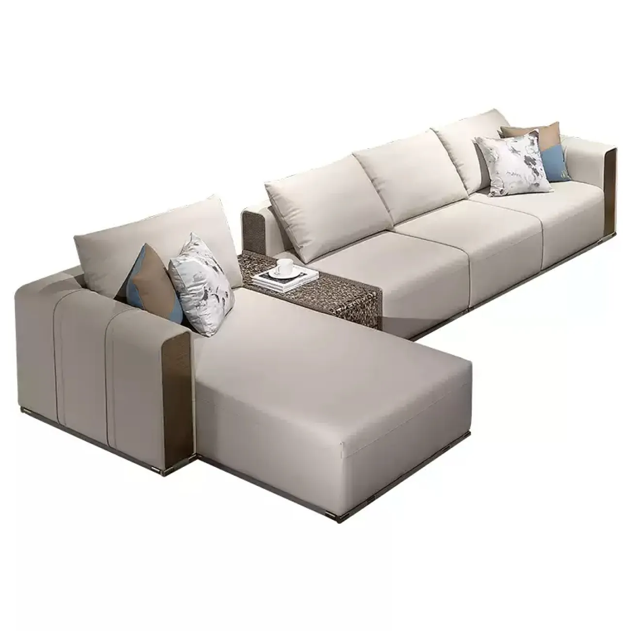 Кожаный угловой диван MIVICA из красного дерева UD38259-32