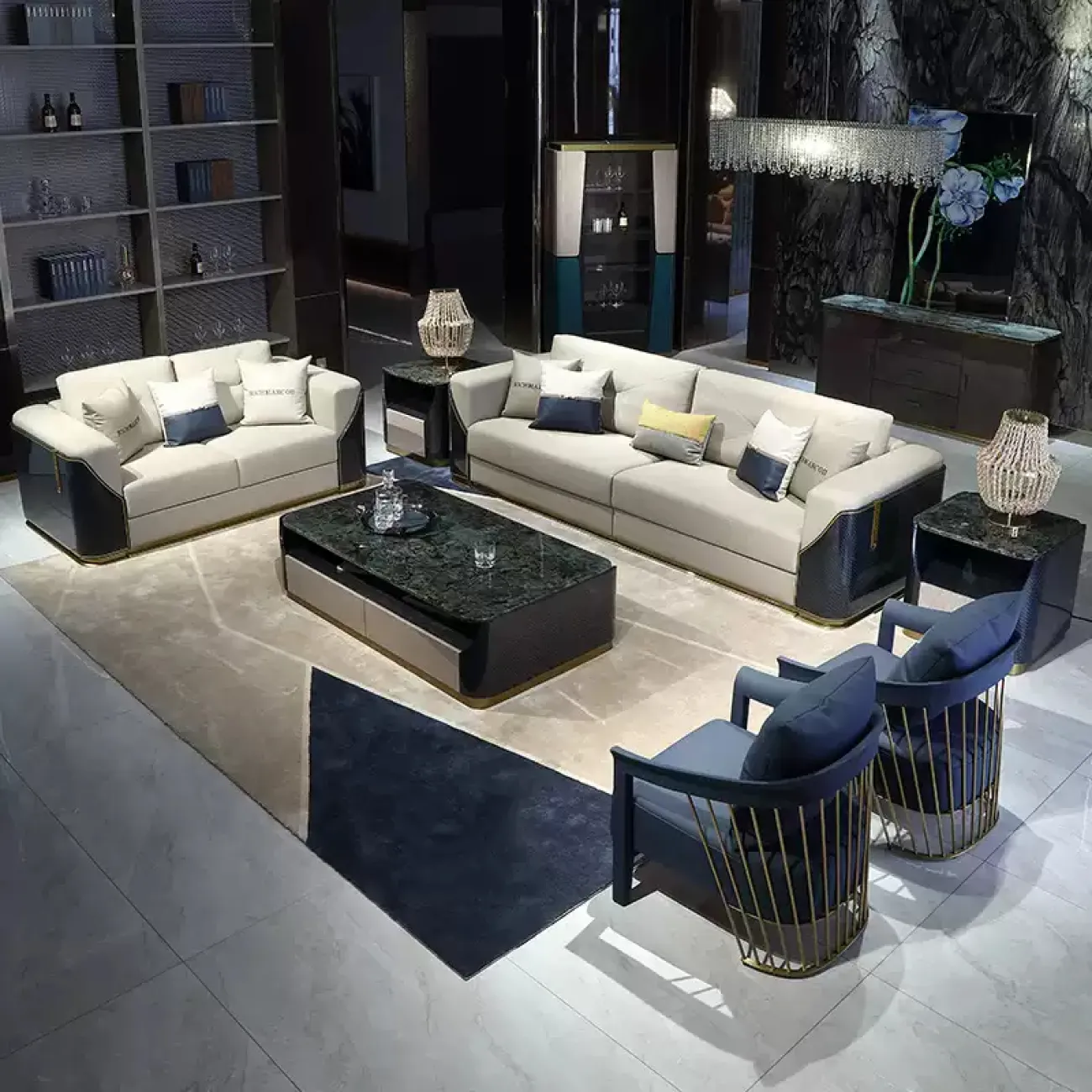 Комфортабельный диван MIVICA из натуральной кожи и красного дерева DV38264-32