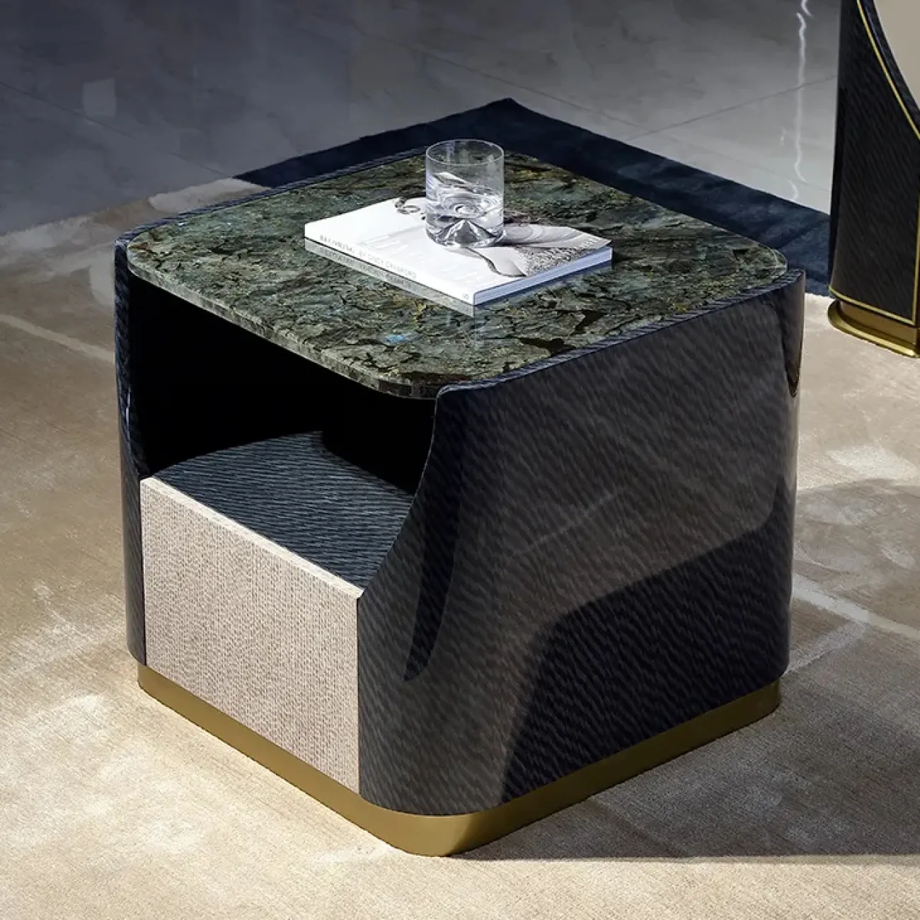 Компактный журнальный столик MIVICA из мрамора и красного дерева JS38267-32