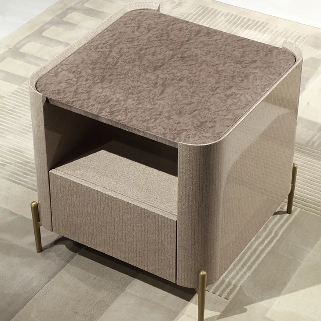 Миниатюрный журнальный столик MIVICA из мрамора и красного дерева JS38274-32