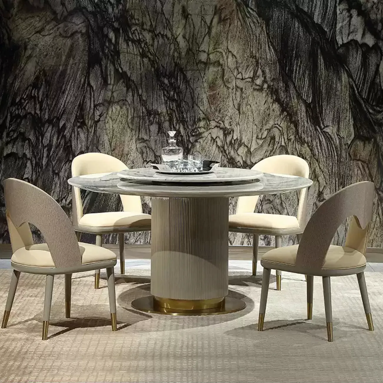 Удобный обеденный стул MIVICA из кожи, латуни и красного дерева ST38276-32