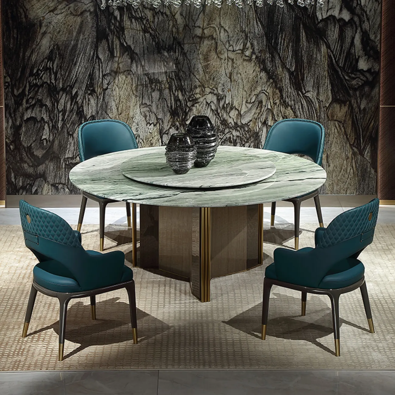 Эргономичный обеденный стул MIVICA из кожи, латуни и красного дерева ST38278-32