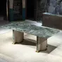 Роскошный обеденный стол MIVICA из натурального мрамора и красного дерева OS38281-32