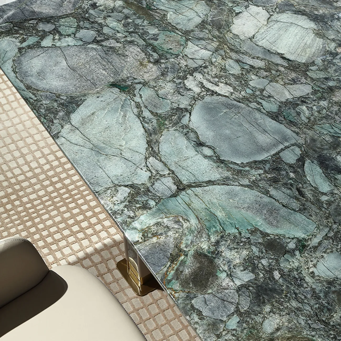 Роскошный обеденный стол MIVICA из натурального мрамора и красного дерева OS38281-32