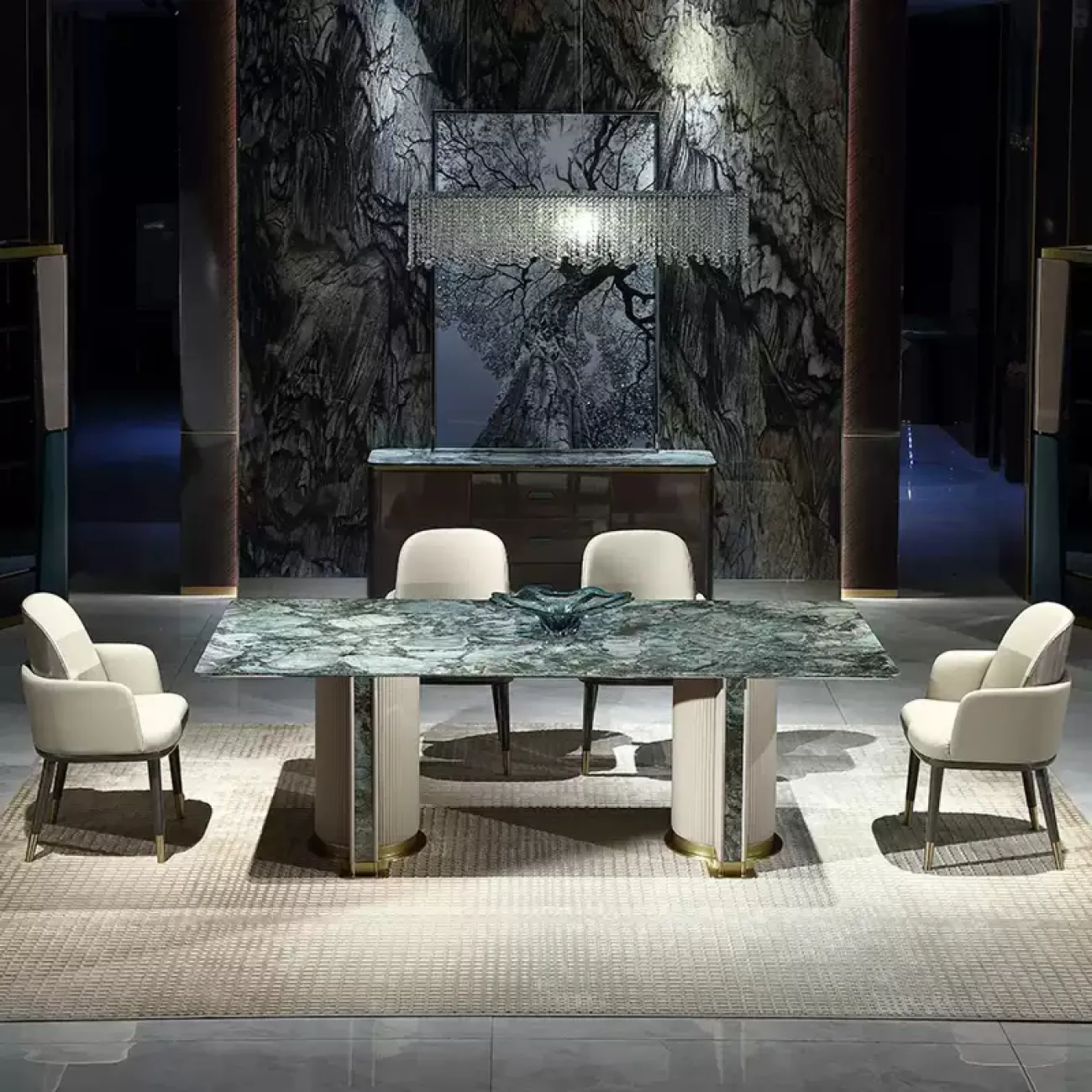 Удобный обеденный стул MIVICA из кожи, латуни и красного дерева ST38283-32