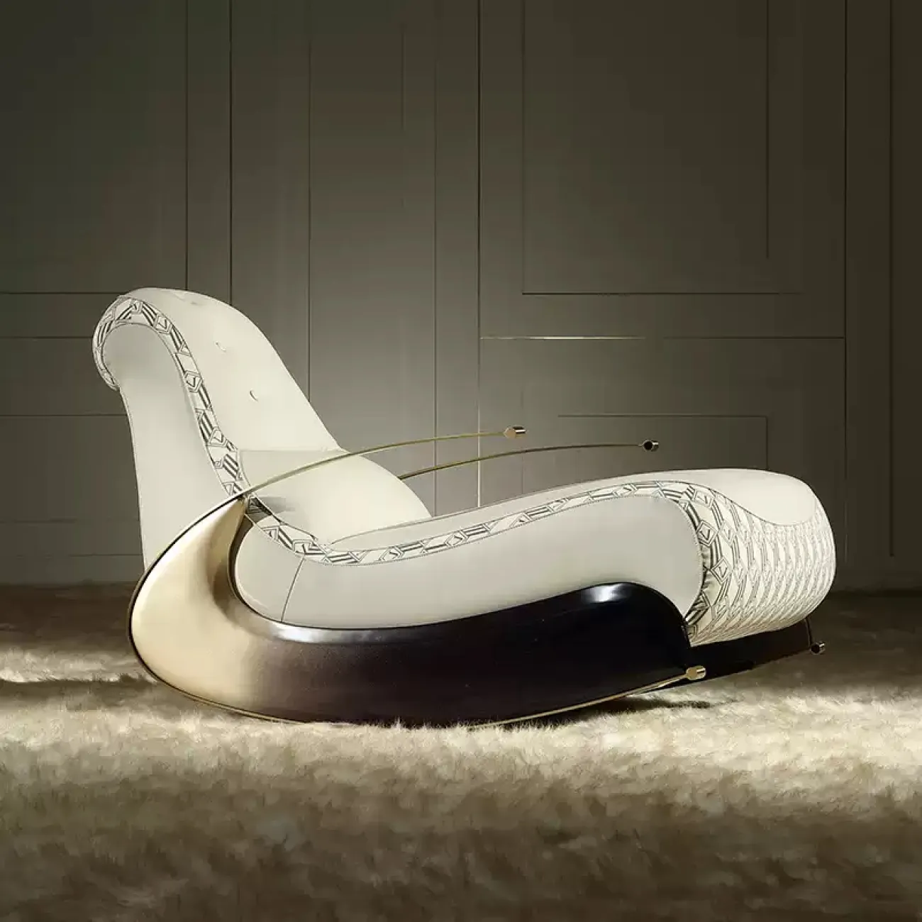 Современное кресло-качалка MIVICA из натуральной кожи, берёзы KR38307-32