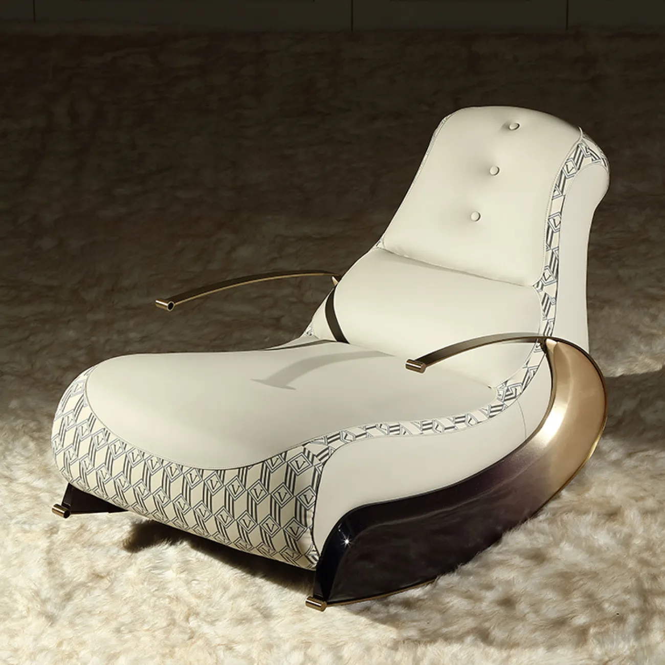 Современное кресло-качалка MIVICA из натуральной кожи, берёзы KR38307-32