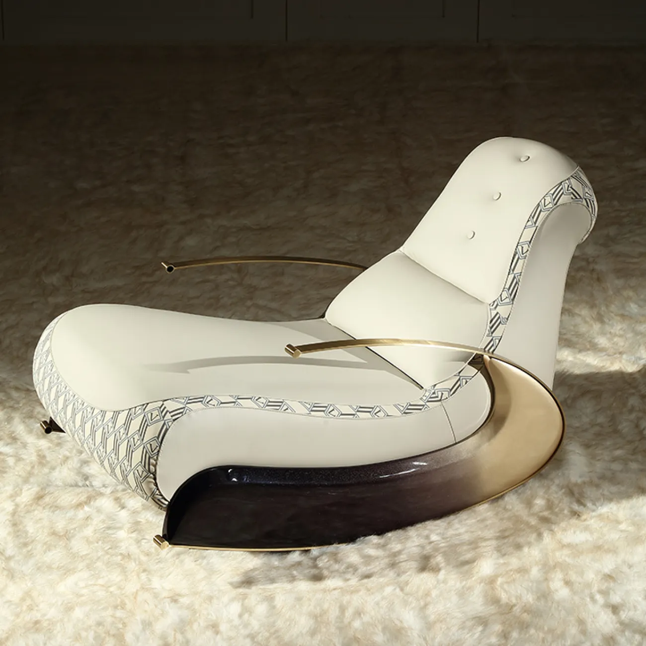 Современное кресло-качалка MIVICA из натуральной кожи, берёзы KR38307-32