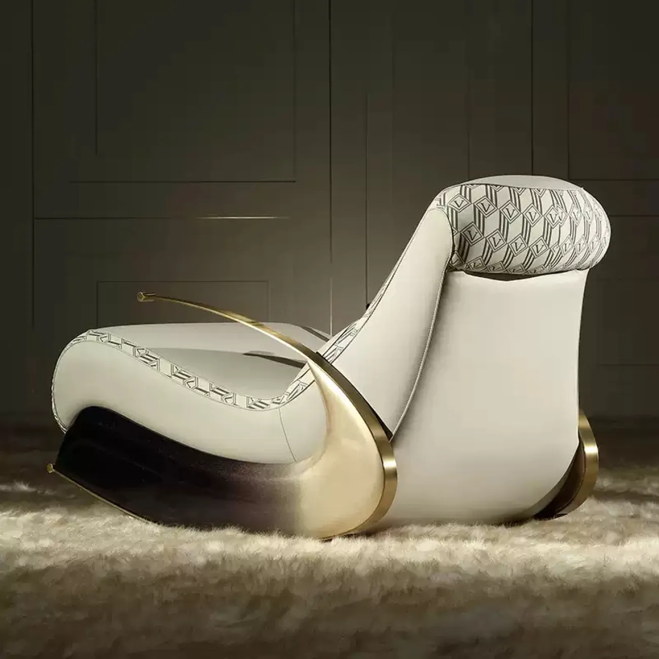 Современное кресло-качалка MIVICA из натуральной кожи, берёзы KR38307-32