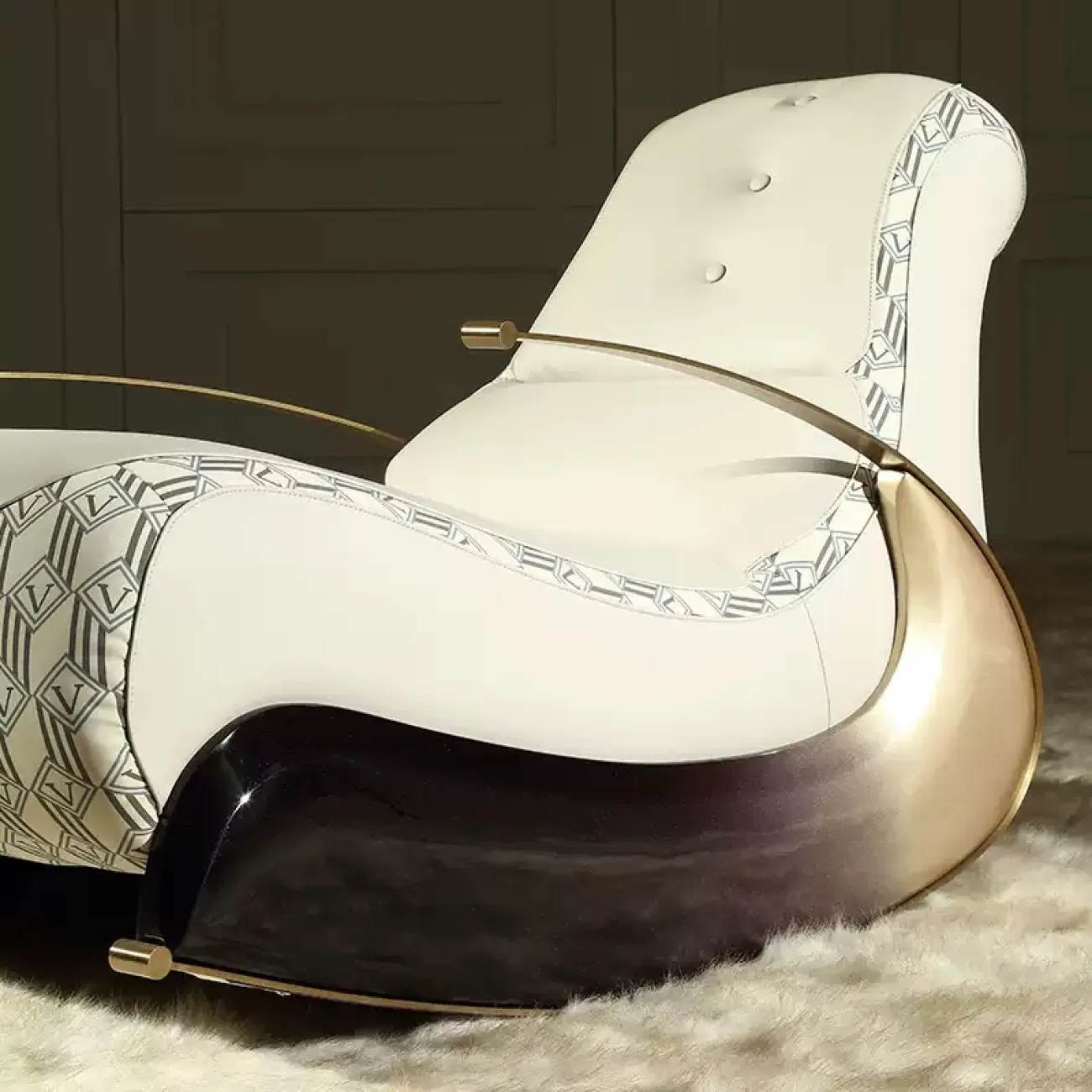 Современное кресло-качалка MIVICA из натуральной кожи, берёзы KR38307-32