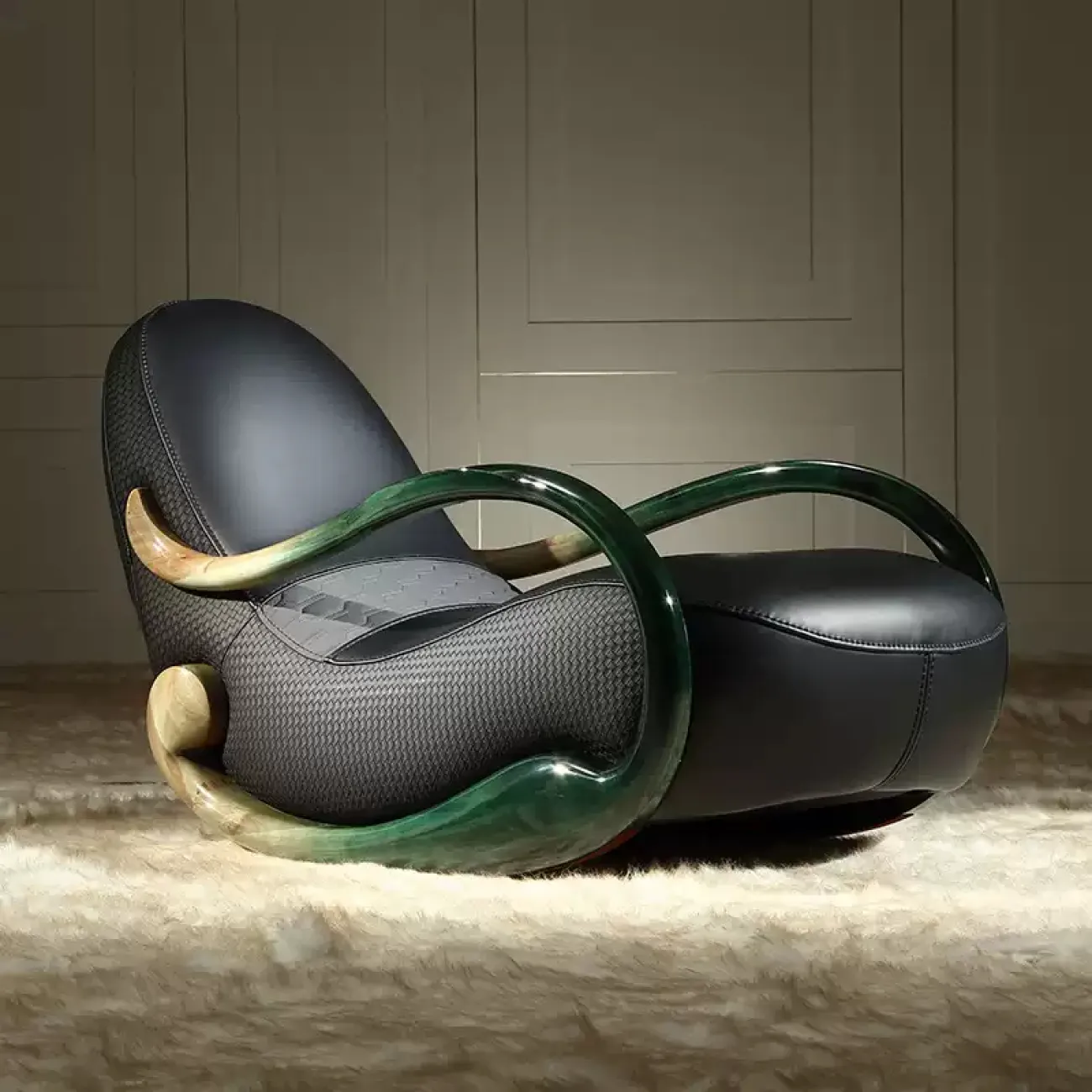 Современное кресло-качалка MIVICA из натуральной кожи, берёзы KR38308-32