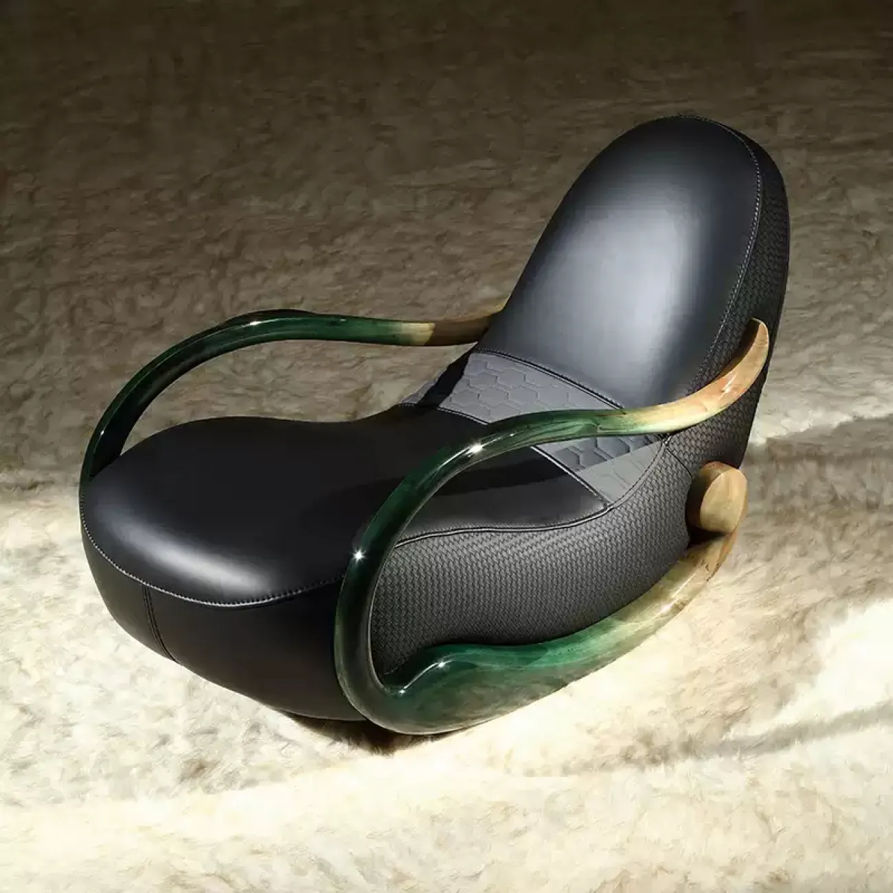 Современное кресло-качалка MIVICA из натуральной кожи, берёзы KR38308-32
