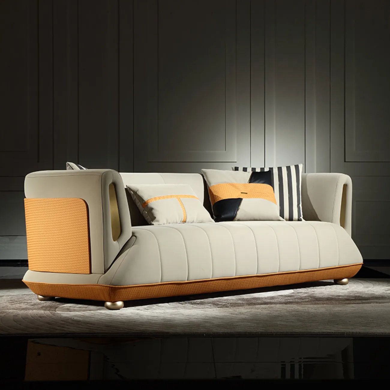 Современный кожаный диван MIVICA из дерева берёзы и сосны DV38310-32