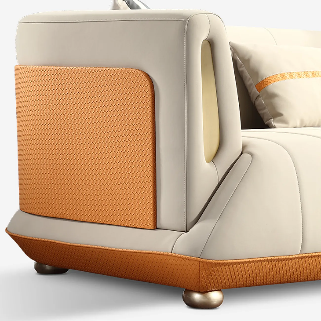 Современный кожаный диван MIVICA из дерева берёзы и сосны DV38310-32