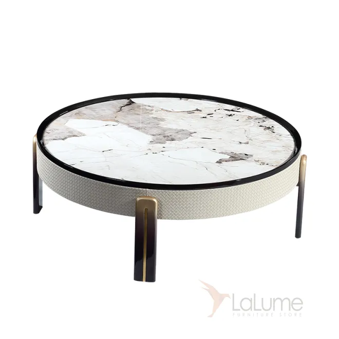 Компактный круглый журнальный стол MIVICA с каменной столешницей JS38311-32