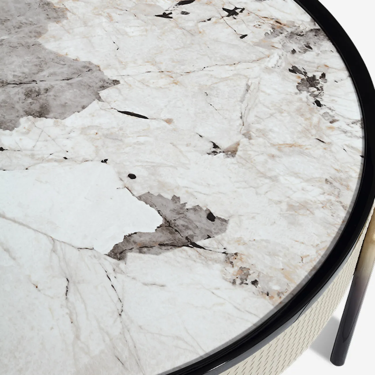 Компактный круглый журнальный стол MIVICA с каменной столешницей JS38311-32