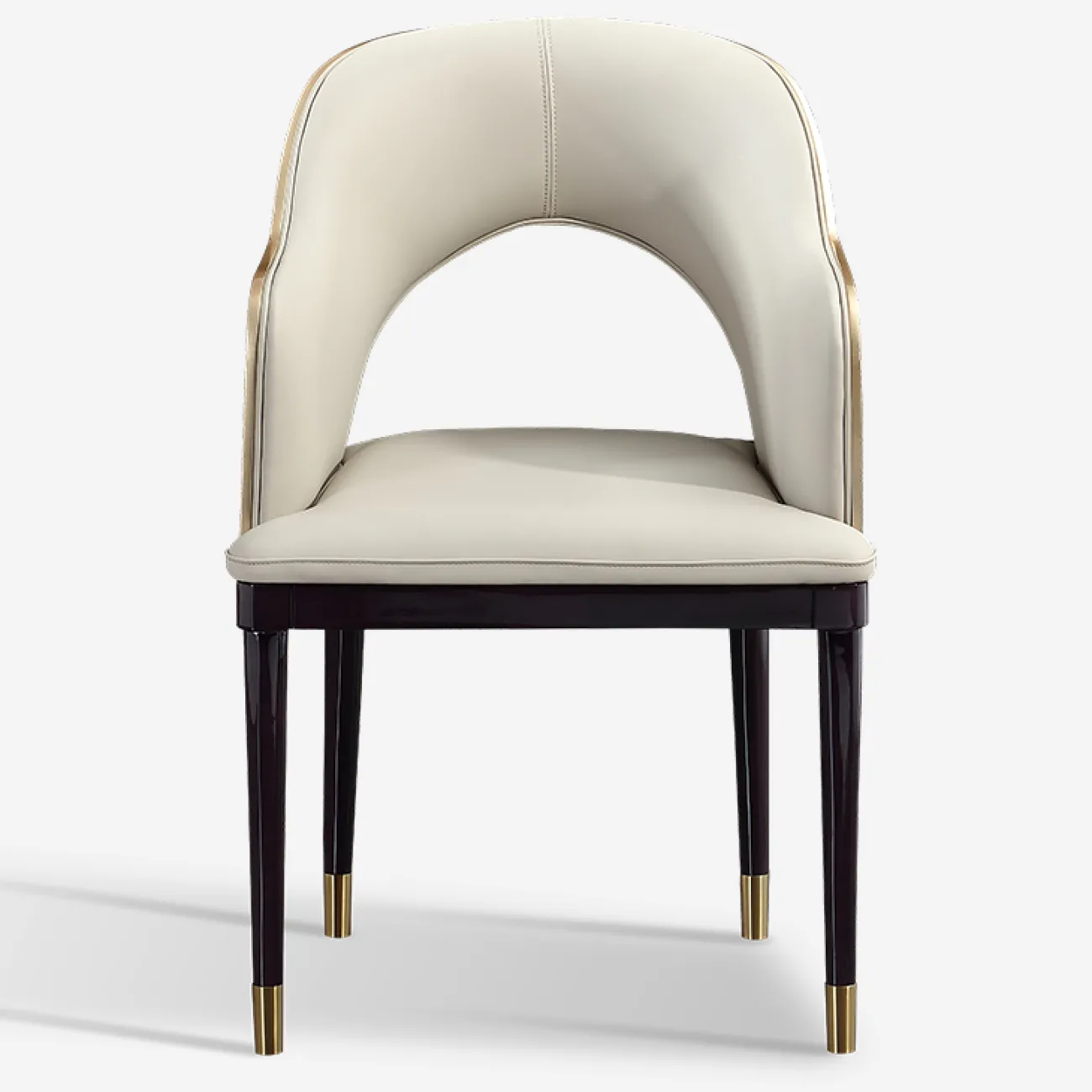 Удобный обеденный стул MIVICA из кожи, латуни и дерева ST38321-32