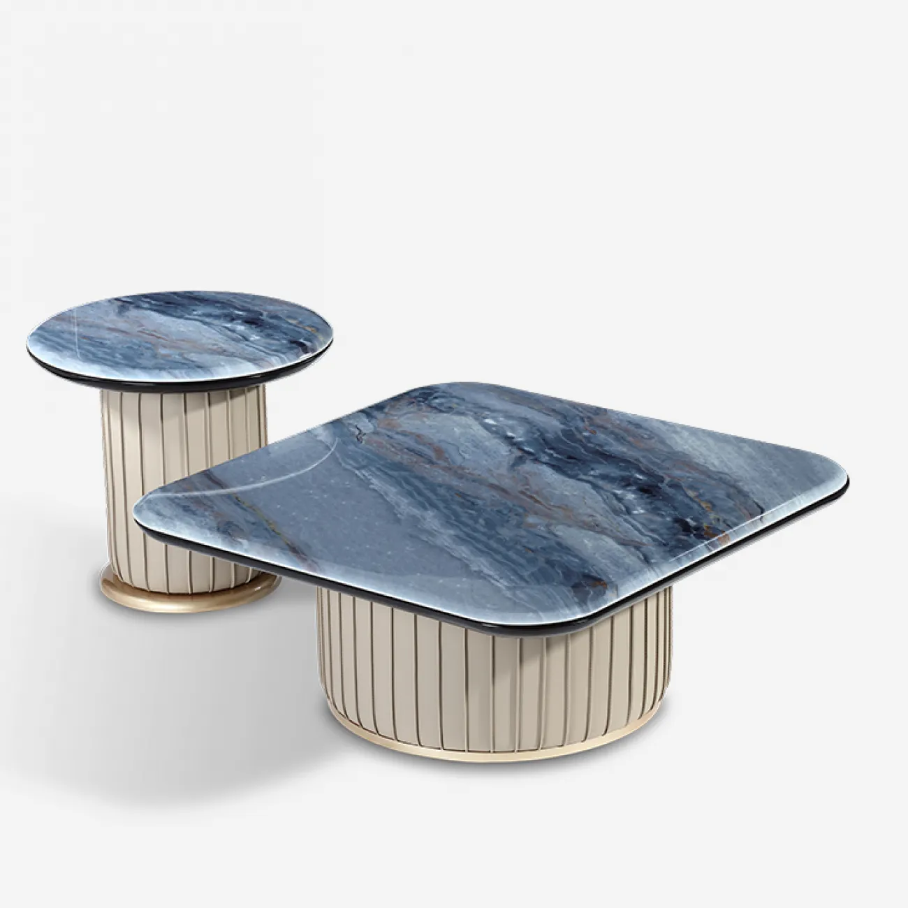 Компактный журнальный столик MIVICA из мрамора, кожи, дерева JS38323-32