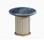 Круглый журнальный столик MIVICA из мрамора, кожи, дерева JS38325-32