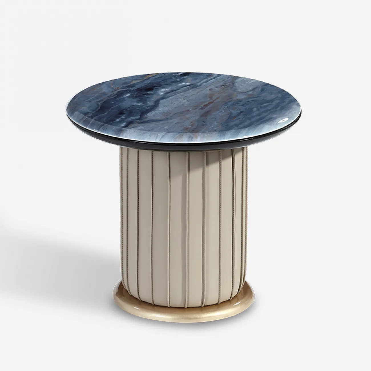 Круглый журнальный столик MIVICA из мрамора, кожи, дерева JS38325-32