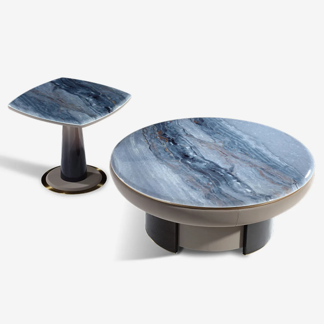 Низкий журнальный столик MIVICA из мрамора, кожи, дерева JS38327-32