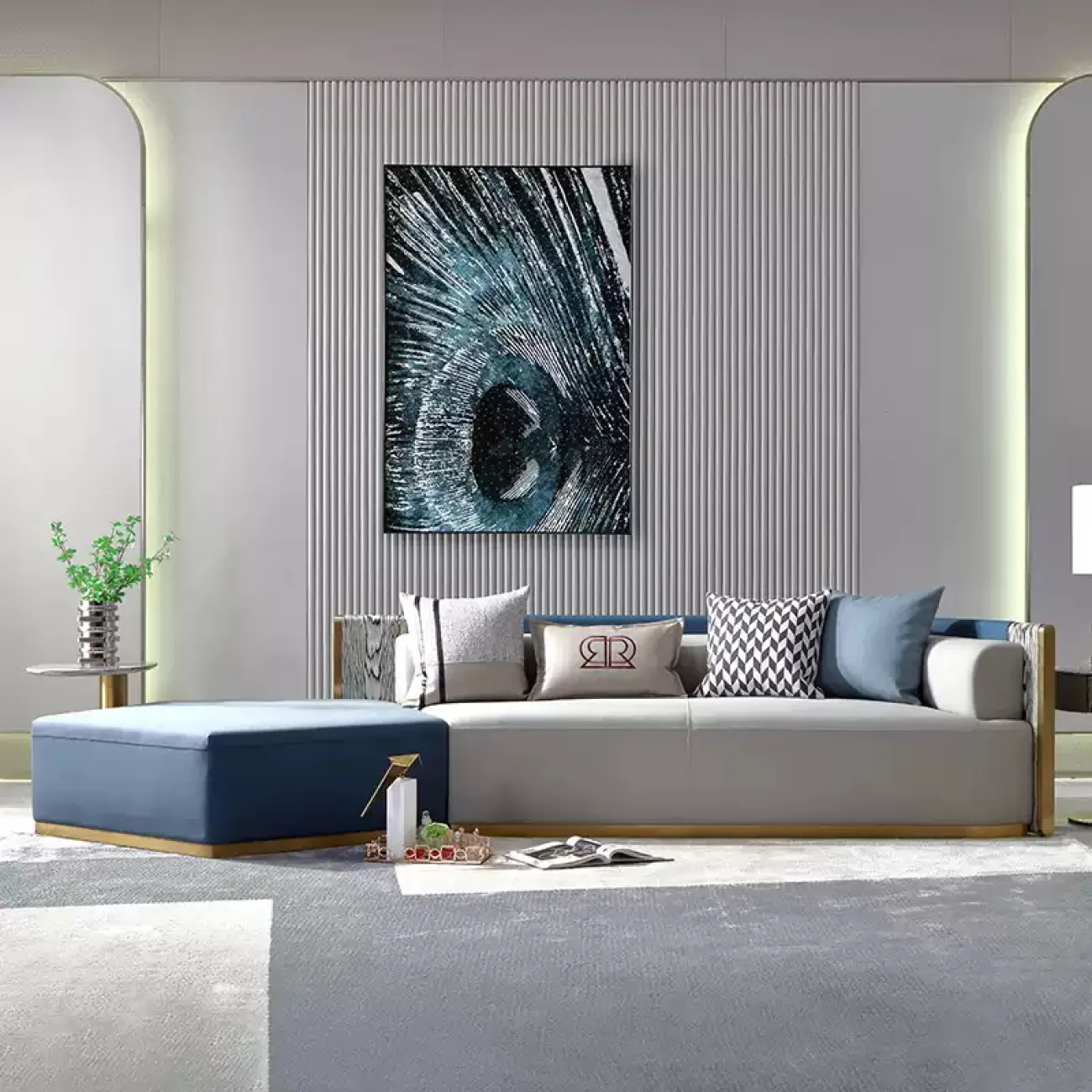 Роскошный угловой диван MIVICA из натуральной кожи UD38345-32