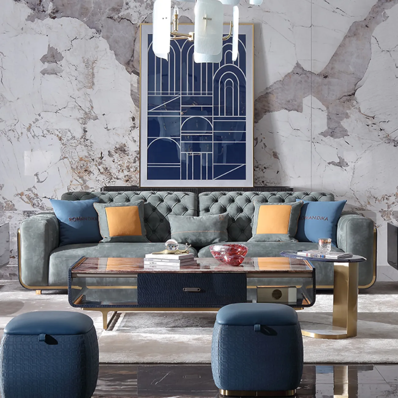 Элегантный журнальный столик MIVICA из натурального мрамора JS38351-32 Элегантный журнальный столик MIVICA из натурального мрамора JS38351-32