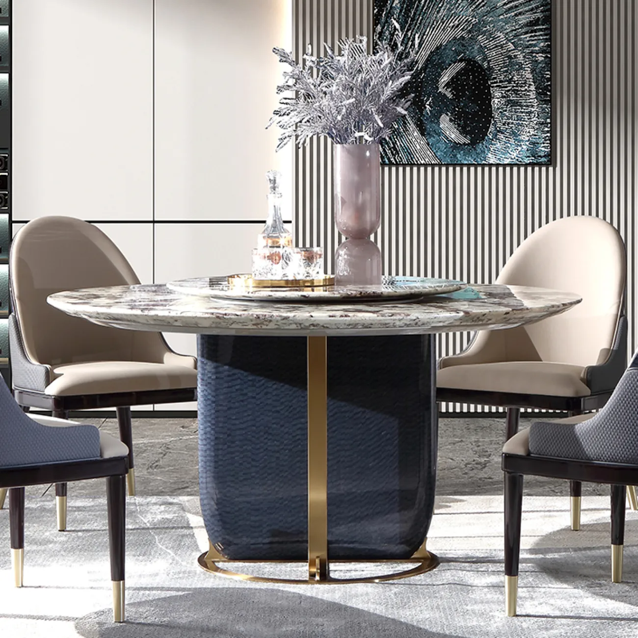 Роскошный круглый обеденный стол MIVICA из натурального мрамора OS38354-32