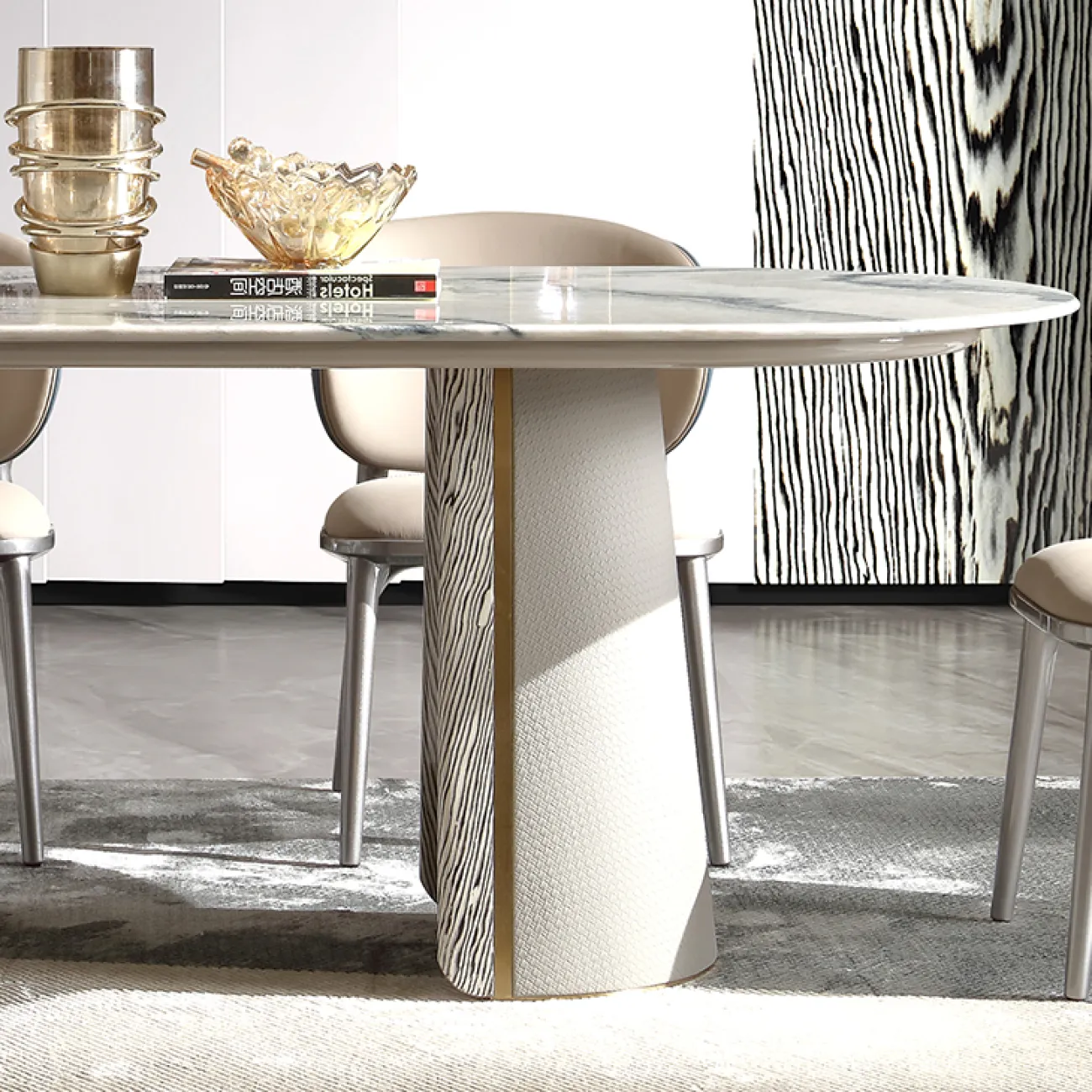 Роскошный обеденный стол MIVICA из натурального мрамора OS38356-32