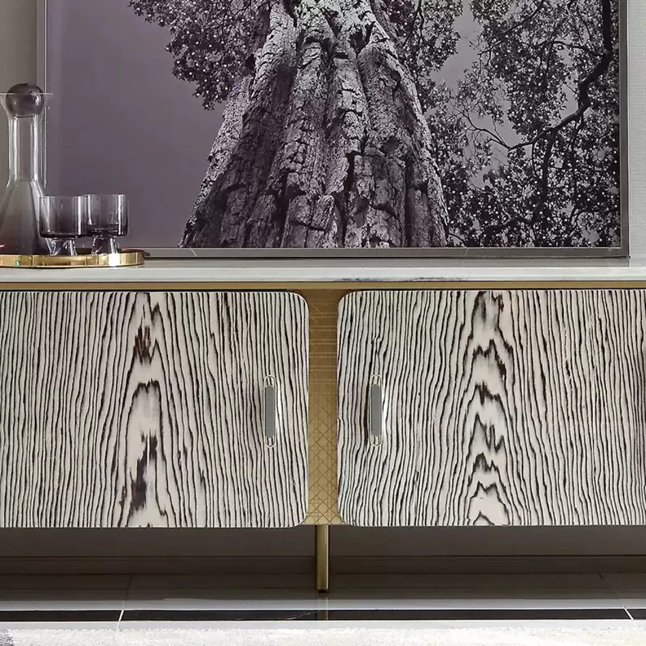 Роскошная тумба под телевизор MIVICA с белым мрамором TB38365-32