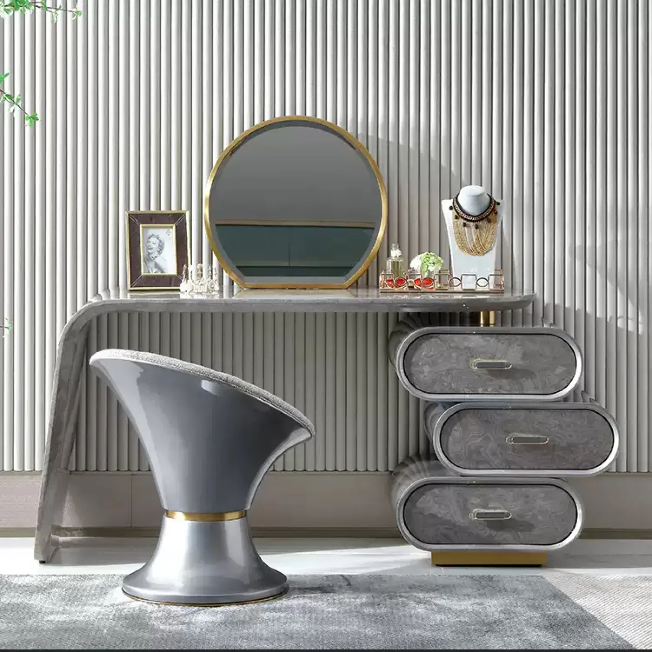 Дизайнерский туалетный столик с зеркалом MIVICA из бука TS38366-32