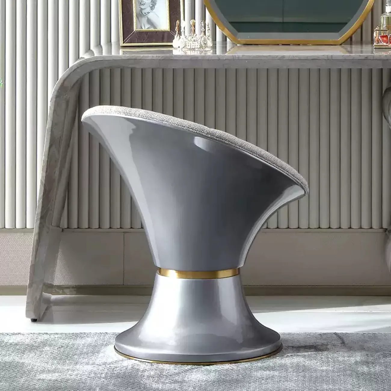 Табурет для макияжа MIVICA из кожи и бука ST38367-32