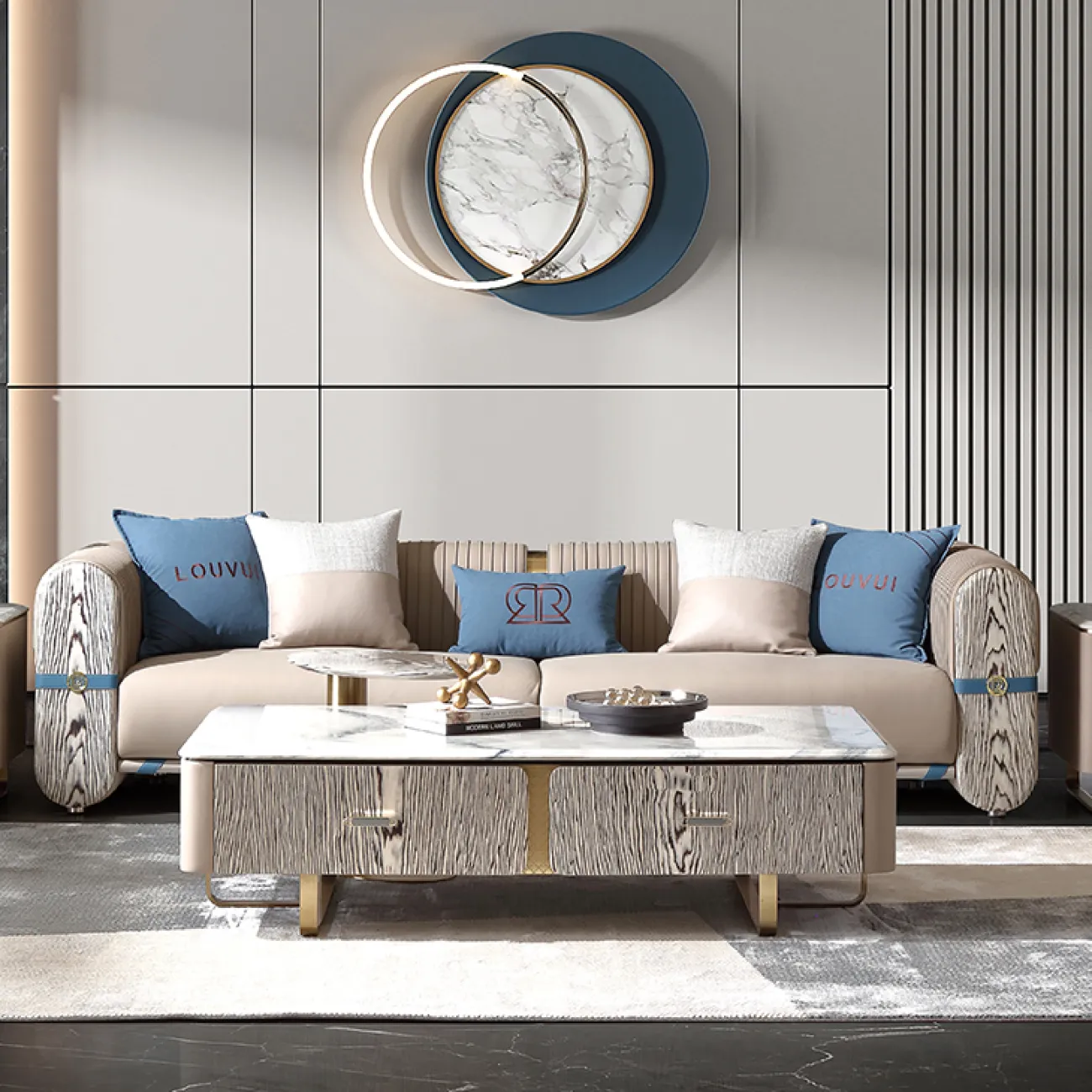 Элегантный журнальный столик MIVICA из мрамора и дерева ST38378-32