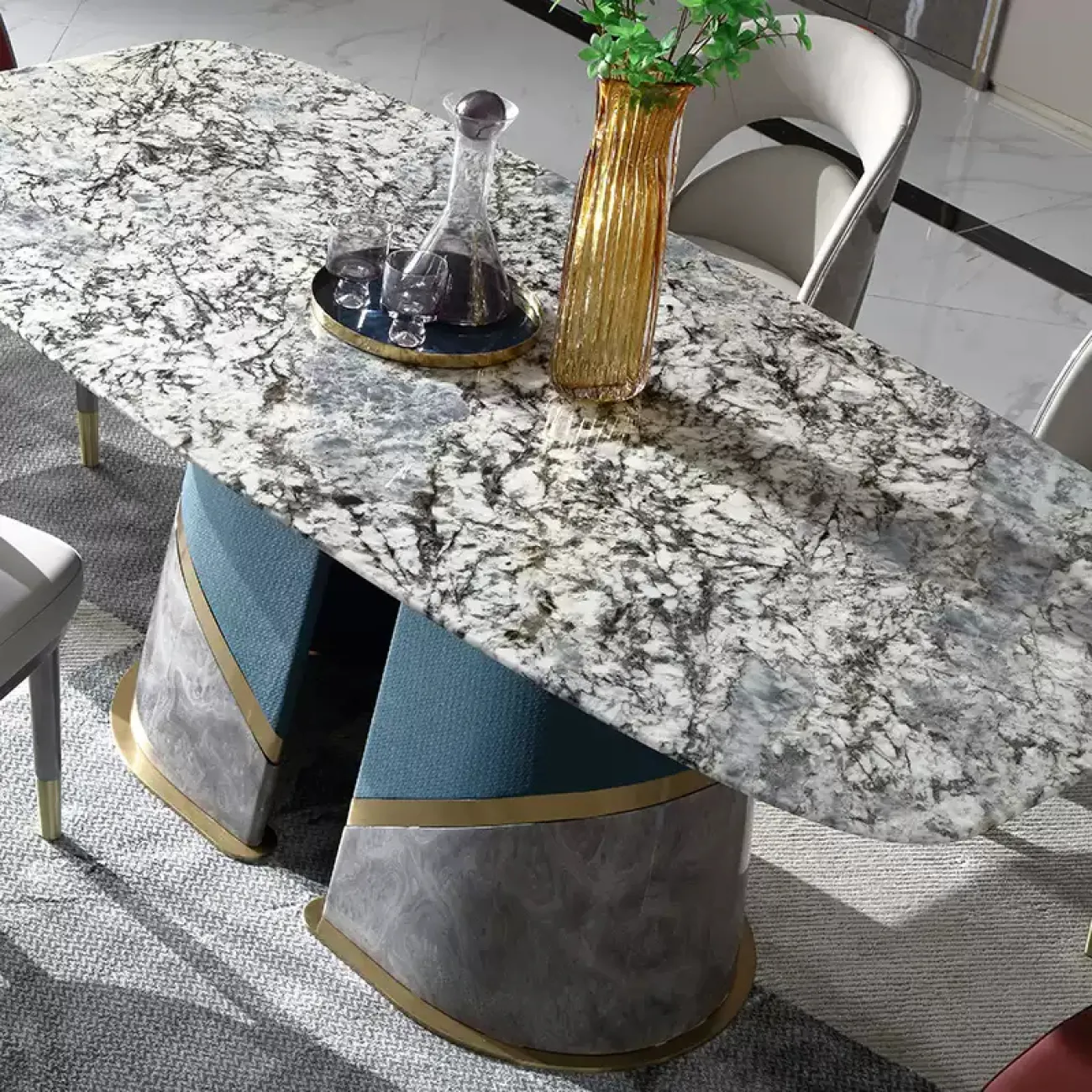 Роскошный обеденный стол MIVICA из мрамора и дерева ST38388-32