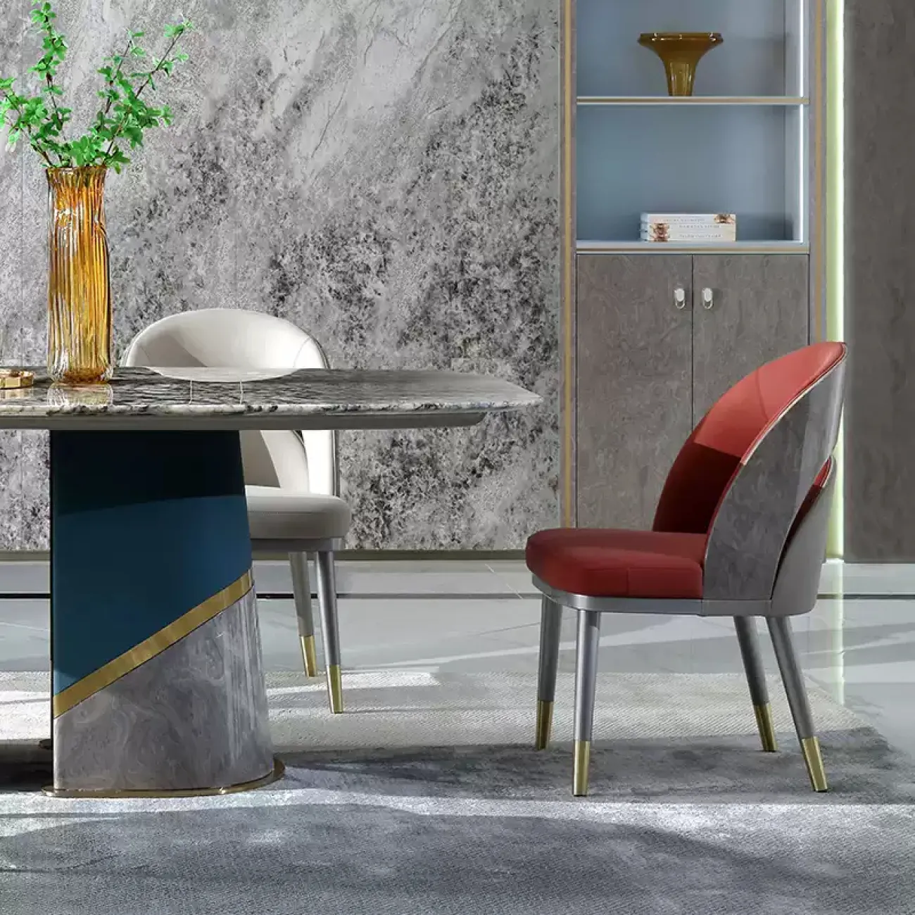 Роскошный обеденный стол MIVICA из мрамора и дерева ST38388-32 Роскошный обеденный стол MIVICA из мрамора и дерева ST38388-32