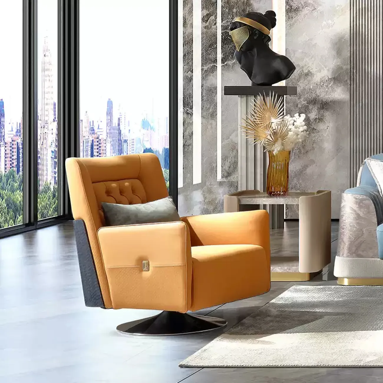 Яркое кресло MIVICA  из натуральной воловьей кожи KR38393-32