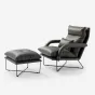 Кожаное кресло с подставкой под ноги Camille от MIVICA с основанием из углеродной стали KR38402-32