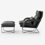 Кожаное кресло с подставкой под ноги Camille от MIVICA с основанием из углеродной стали KR38402-32