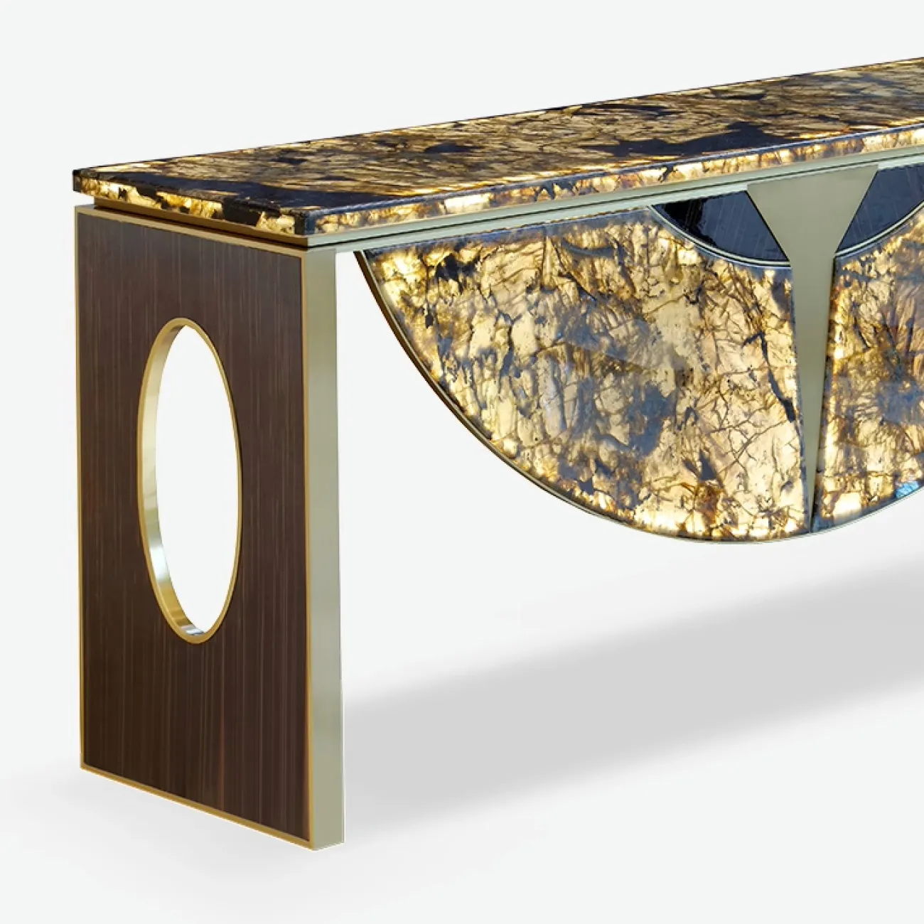 Роскошный пристенный столик Leonie от MIVICA из красного дерева и мрамора ST38447-32