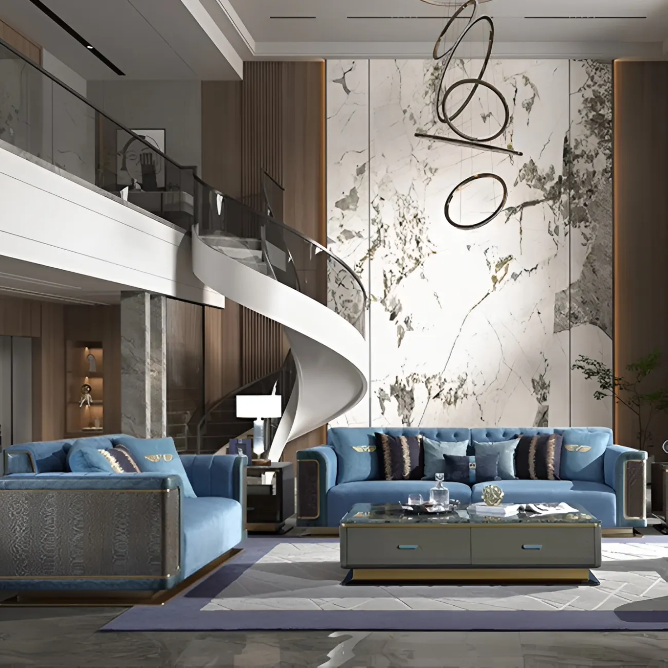 Стильный журнальный столик MIVICA из мрамора и красного дерева JS38451-32