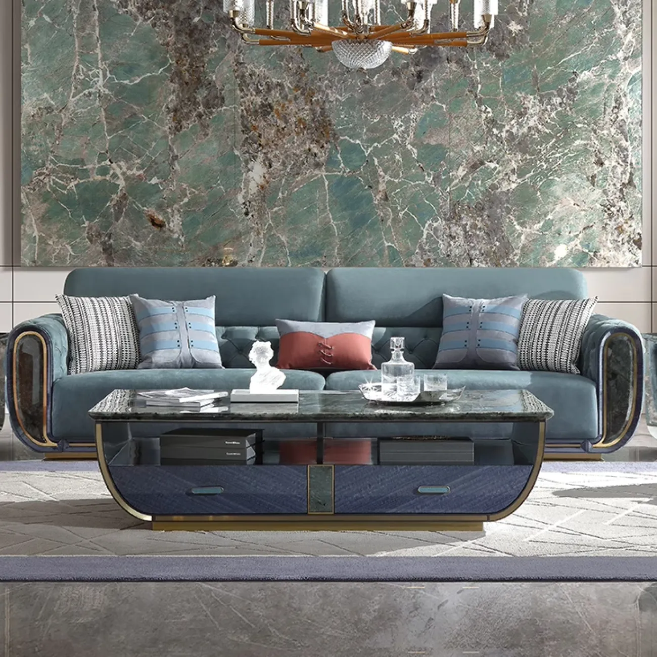 Ультрасовременный диван Leonie от MIVICA из натуральной кожи и красного дерева DV38453-32