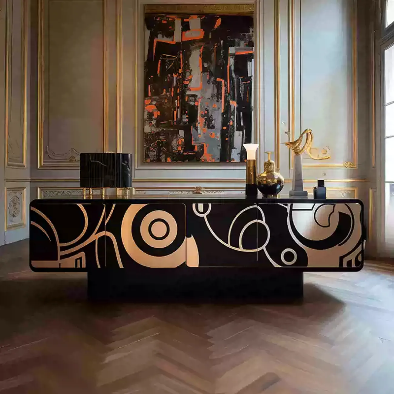 Современная тумба под телевизор MIVICA с оригинальным принтом TB38489-32