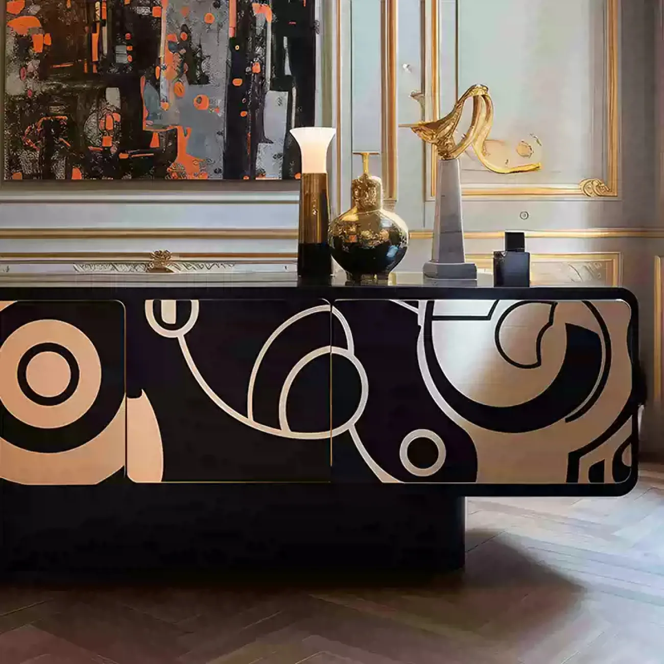 Современная тумба под телевизор MIVICA с оригинальным принтом TB38489-32