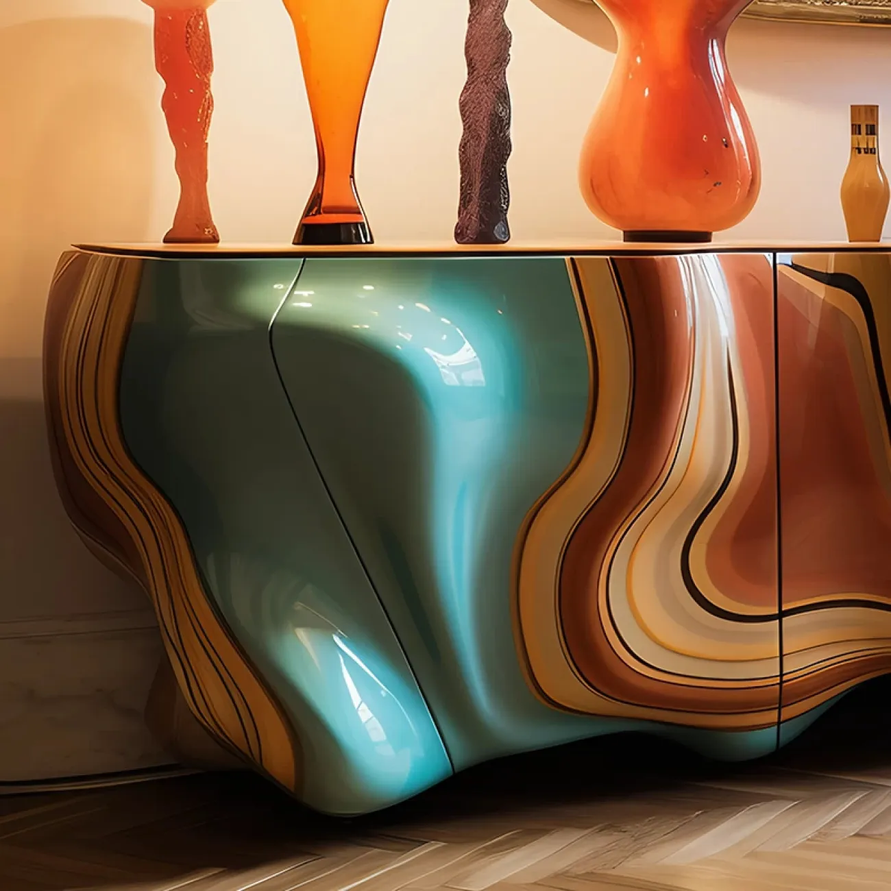 Дизайнерская тумба под телевизор MIVICA из пластика ASA и металла TB38491-32