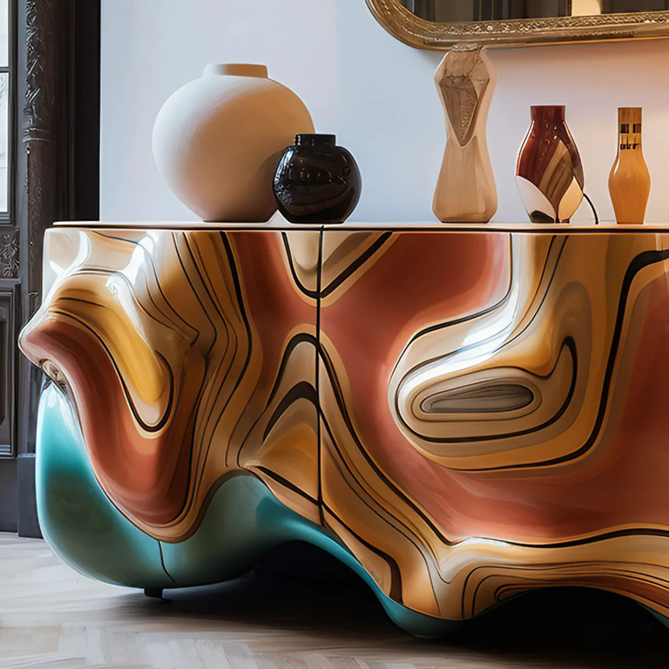 Дизайнерская тумба под телевизор MIVICA из пластика ASA и металла TB38491-32