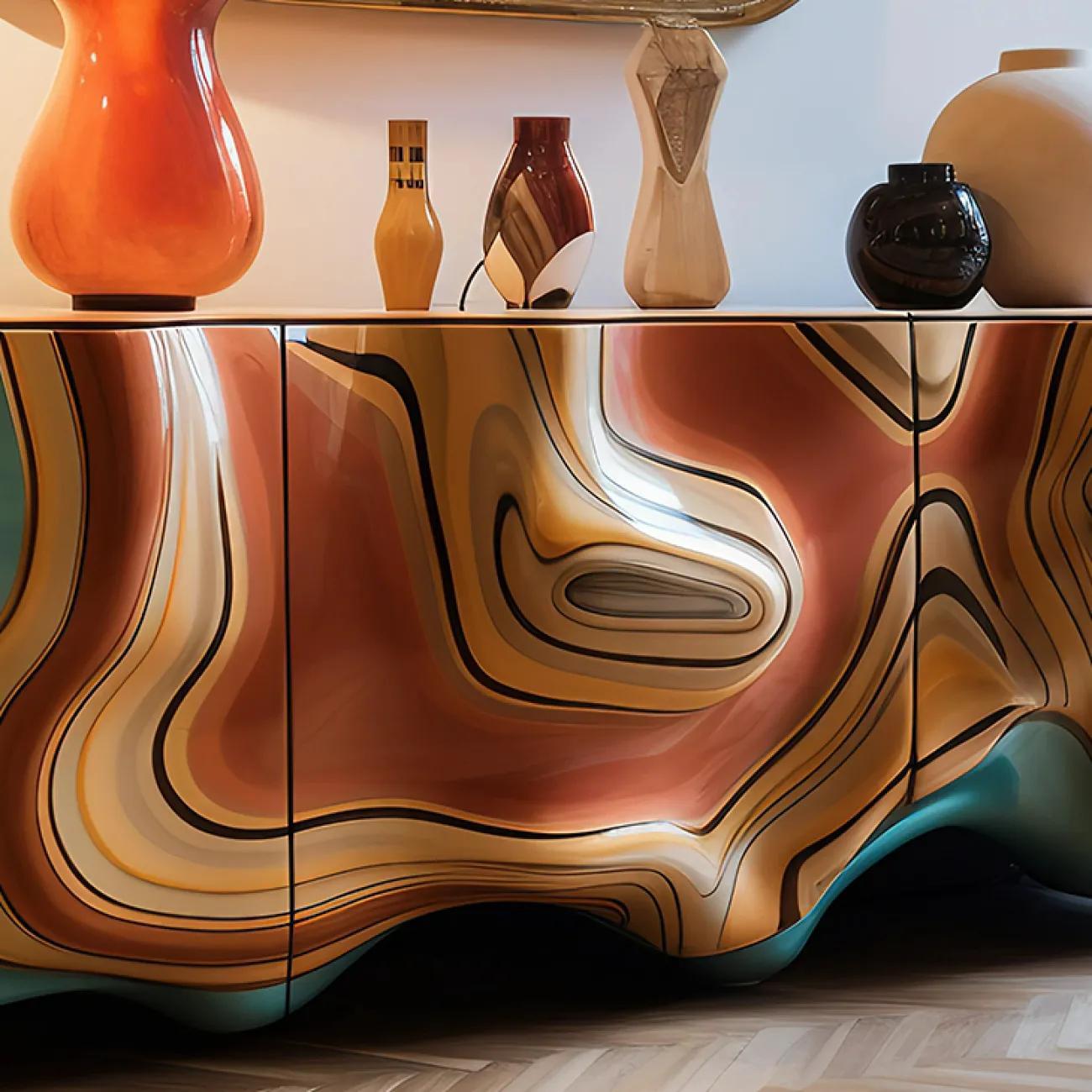 Дизайнерская тумба под телевизор MIVICA из пластика ASA и металла TB38491-32