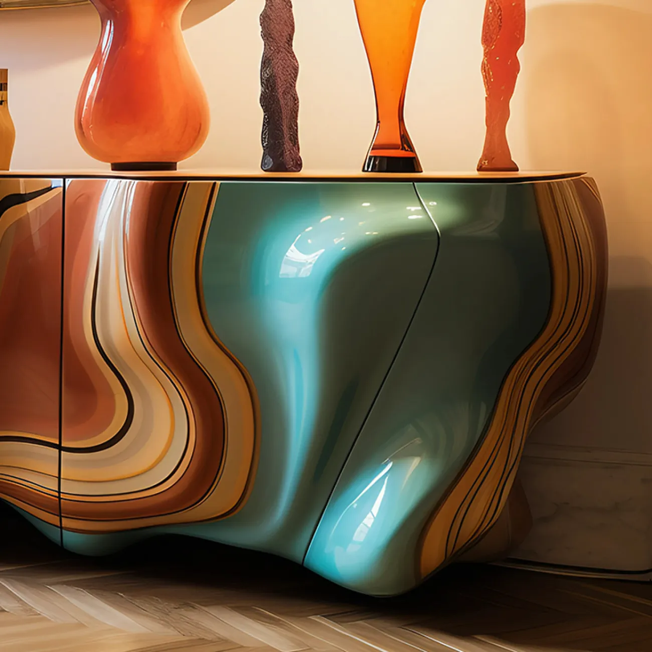 Дизайнерская тумба под телевизор MIVICA из пластика ASA и металла TB38491-32