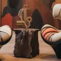 Дизайнерское текстильное кресло MIVICA с оригинальной формой и принтом KR38504-32
