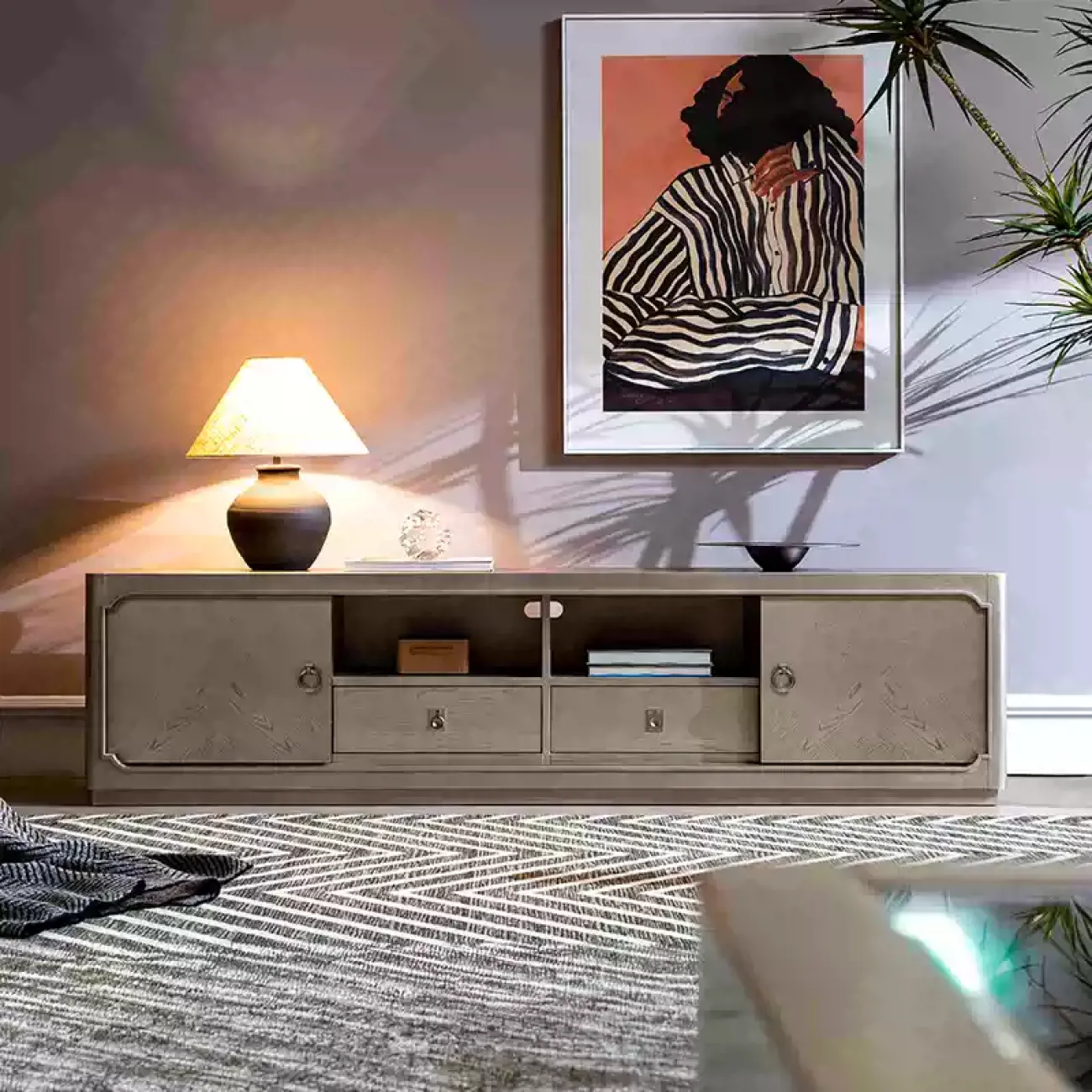 Классическая тумба под телевизор MIVICA из белого дуба TB38505-32